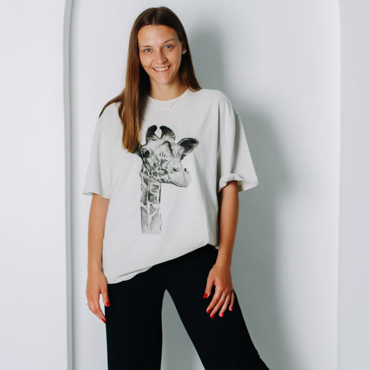 Žirafe | Oversized Kokvilnas t-krekls